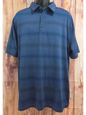 Under Armour Mens Blue Striped Performance Playoff Polo 2XL